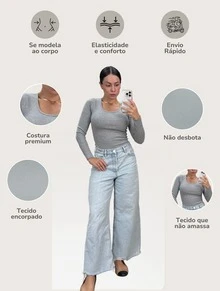 Kit Of 2 Premium Long Sleeve Ribbed Blouses: Elegance And Comfort For Women - 2 Xám - Xem 4