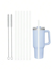2/4/6pcsReusable Replacement Straws For 40 Oz Adventure Tumbler, Plastic Straws With Cleaning Brush, Compatible With 30oz Cup Water Jug,School Supplies