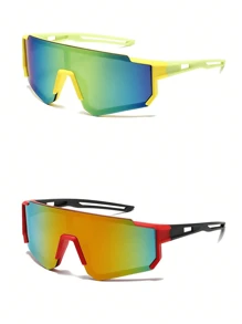 1 pieza Gafas de ciclismo coloridas para niños de 3 a 10 años, gafas deportivas para exteriores con marcos grandes de colores - regalo perfecto para niños