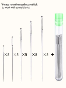 25pcs Large Eye Embroidery Needles Set With Wide Hole Chenille Needles For Sewing Clothes, Quilts, With Needle Tube