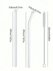 9 件装玻璃吸管套装带清洁刷 - 可重复使用的弯吸管和直吸管,适用于饮料、鸡尾酒 - 非常适合家庭、派对、酒吧、珍珠奶茶店、户外、露营 - 彩色 - 查看 8