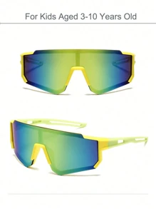 1 pieza Gafas de ciclismo coloridas para niños de 3 a 10 años, gafas deportivas para exteriores con marcos grandes de colores - regalo perfecto para niños