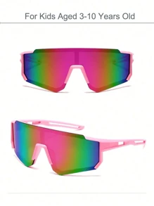 1 pieza Gafas de ciclismo coloridas para niños de 3 a 10 años, gafas deportivas para exteriores con marcos grandes de colores - regalo perfecto para niños