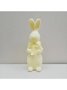 1 pieza Conejo de pascua realista de peluche corto con musgo para decoración de escritorio