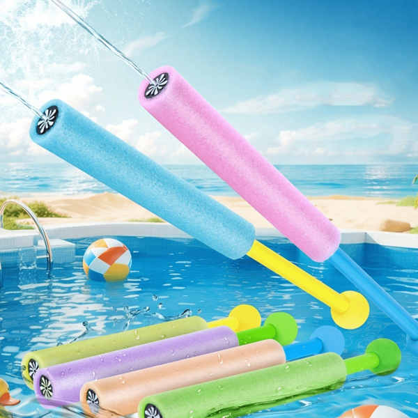3/6 piezas Lanzadores de agua de espuma, pistolas de agua de plástico a larga distancia y a prueba de fugas, diseño colorido y extraíble para diversión en la piscina, playa y fiestas de verano, juegos interactivos para piscina y exteriores para familia y amigos, juguetes de playa y piscina