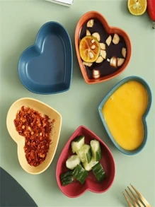 10pcs Sauce Dishes, Mini Heart-Shaped Dinnerware, Small Dishes And Bowls, Dipping Sauce Plates, Condiment Mustard Bowls, Kitchen Supplies,School Supplies