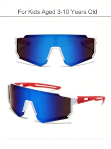 1 pieza Gafas de ciclismo coloridas para niños de 3 a 10 años, gafas deportivas para exteriores con marcos grandes de colores - regalo perfecto para niños