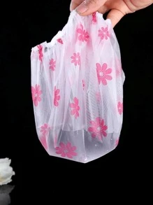 5pcs/4pcs/3pcs/2pcs/1pc Random Color Waterproof Shower Cap, Bath Cap, Printed Bathtub Cap, Dust-Proof And Waterproof Head Cover, Thickened Hat, Reusable Dust-Proof Cover, Home & Travel Portable Bath Cap, Thickened Women Ha