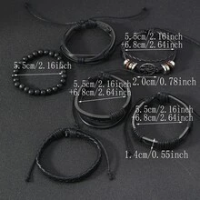 Men's Bracelet Set, Suitable For Daily Wear - Black - View 4