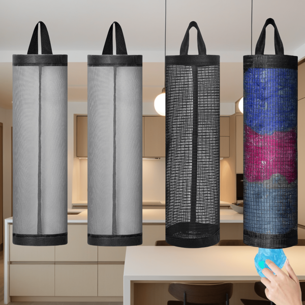 Portabustine in plastica, porta-buste della spesa in rete appeso per riporre e conservare le buste