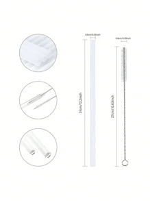 2/4/6pcsReusable Replacement Straws For 40 Oz Adventure Tumbler, Plastic Straws With Cleaning Brush, Compatible With 30oz Cup Water Jug,School Supplies