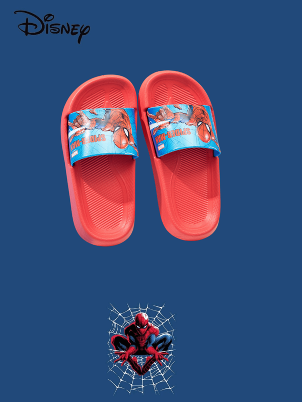 Disney [ Disney Genuine ] Spider Man Cartoon Soft Bottom Non Slip Children's Slippers For Boys And Girls Home Sandals