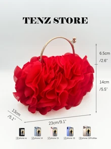 Women Elegant Floral Pleated Satin Evening Clutch Party Bag Purse Handbag– Chic Chiffon Petal Handbag With Chain Strap, Perfect For Bride, Weddings, Proms, Sorority Formals, Graduation Parties, Spring Galas, Weddings, Cocktail Events, And Special Occasions