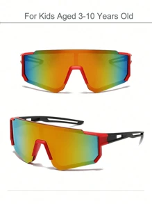 1 pieza Gafas de ciclismo coloridas para niños de 3 a 10 años, gafas deportivas para exteriores con marcos grandes de colores - regalo perfecto para niños