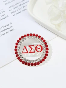 1pc Women Brooch Pin, Elegant Attitude Contrast Color Greek Letter Hollow Circle, Versatile For Daily Wear & Gift - Brooch - View 9