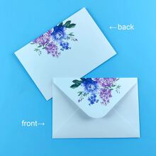 10 件优雅简约清新大花白色信封和信纸，带有牡丹和紫薇花朵图案，高端卡片、明信片、邀请函