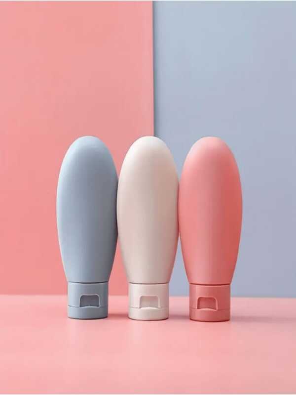 3pcs/Set 60ml Travel Cosmetic Bottles Kit, Bathroom Storage Bottles, Shampoo Conditioner Body Wash Lotion Tube Squeeze Leak-Proof Refillable Travel Bottles, Packaging In OPP Bag, Random Color & Style