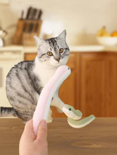 Boneca de pelúcia macia, cobra, gato de estimação, boneca de mastigar interativa e autodivertida, varinha provocadora de gato super fofa