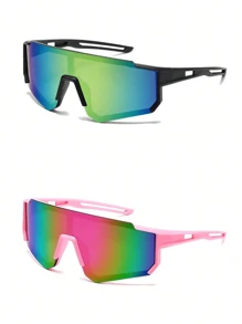 1 pieza Gafas de ciclismo coloridas para niños de 3 a 10 años, gafas deportivas para exteriores con marcos grandes de colores - regalo perfecto para niños