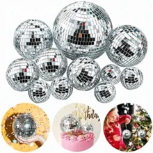 Morofme 11pcs Mirror Disco Ball Silver Hanging Disco Lights Mirror Ball Disco Ball Centerpiece Decor, Suitable For Disco Birthday Party, 70s Retro Theme Party, Stage Props - Silver Gray - View 4