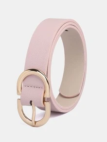 1pc Women's Double Ring Buckle Multicolor PU Decorative Casual Belt Summer, School Fall, Autumn, Halloween - Baby Pink - View 3