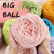 1 团 T 恤纱线、冰棍雪尼尔针织面料纱线，用于钩编和编织包袋、垫子、玩偶、手工钩编项目 - 多色 - 查看 3