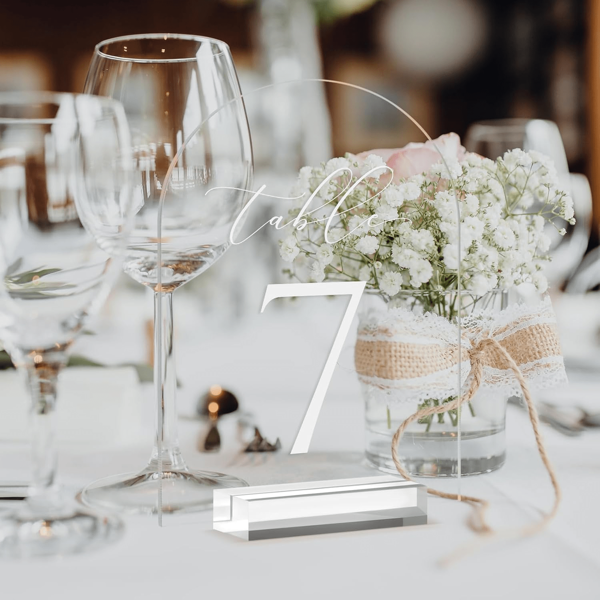 10*15cm Transparent Arch-Shaped Acrylic Table Number Plates With Acrylic Stand, Wedding/Party/Birthday Event Table Guide Signage