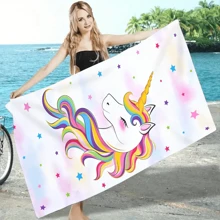 1pc Bestselling Rainbow Unicorn Keizoro Ultra-Soft Microfiber Beach Towel, Quick-Dry, Highly Absorbent Suitable For Beach, Hotel, Gym, Bathroom, Digital Printing Summer Holiday Bathroom Decor
