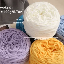 1 团 T 恤纱线、冰棍雪尼尔针织面料纱线，用于钩编和编织包袋、垫子、玩偶、手工钩编项目 - 多色 - 查看 2