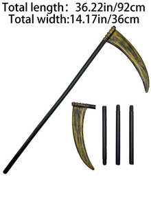 1pc Universal Halloween Plastic Toy Prop 3-Section Sickle, Plastic Costume Party Fake Vintage Simulation Prop, Large Size
