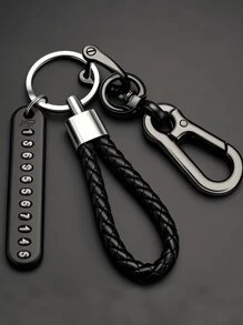 [One Anti-Loss Car Keychain] Anti-Loss Car Keychain With Phone Number Tag - Alloy, Non-Braided Design For Easy Key Retrieval
