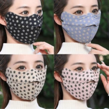 1 件装女士时尚防风透气口罩和面罩 - 涤纶纤维，防风和护眼边缘，可清洗