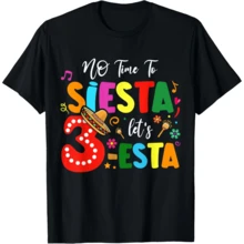 Camiseta de algodón al 100% "3 Year Old Mexican Fiesta No Time To Siesta Let's Three-Esta" - Negro - Ver 1