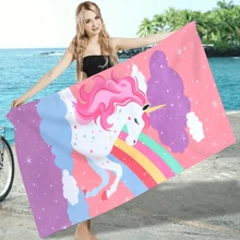 1pc Bestselling Rainbow Unicorn Keizoro Ultra-Soft Microfiber Beach Towel, Quick-Dry, Highly Absorbent Suitable For Beach, Hotel, Gym, Bathroom, Digital Printing Summer Holiday Bathroom Decor