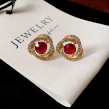 1 par de pendientes de fantasía con envuelva de cristal de rhinestone para uso diario de mujeres - Verde - Ver 7