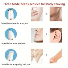Afeitadora eléctrica recargable 3 en 1 - Una recortadora de cabello indolora apta para la cara, la nariz, las cejas y la barba, apta para recortadoras de cabello de mujer, maquinillas de afeitar faciales, eliminación del vello, barba, brazos, piernas, axilas y bikini - Juego de afeitadora portátil, juego de belleza recargable, regalo para fiestas