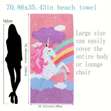 1pc Bestselling Rainbow Unicorn Keizoro Ultra-Soft Microfiber Beach Towel, Quick-Dry, Highly Absorbent Suitable For Beach, Hotel, Gym, Bathroom, Digital Printing Summer Holiday Bathroom Decor