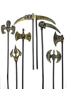 1pc Universal Halloween Plastic Toy Prop 3-Section Sickle, Plastic Costume Party Fake Vintage Simulation Prop, Large Size