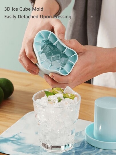 1pc 3D Silicone Portable Ice Mold, Easy Release Silicone Ice Cube Mold, Holds Up To 40 Ice Cubes For Making Ice Creams Yogurt Candy, Ice Cube, Perfect For Party, Travel, Wedding, Birthday, Graduation, Kitchen, Outdoor