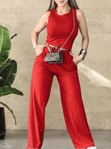 2 Stücke Damen Sportset, lässiger Outgoing Zweiteiler, Damen Hosen Set