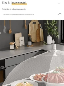 Nuevo protector rectangular de malla plegable a prueba de polvo para mesa de comedor comercial, picnic, cocina. Lavable.