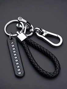 [One Anti-Loss Car Keychain] Anti-Loss Car Keychain With Phone Number Tag - Alloy, Non-Braided Design For Easy Key Retrieval