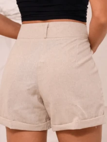 Linen Shorts Lightness, Elegance And Comfort For Hot Days - Màu be - Xem 3