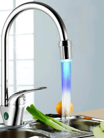 1pc Colorful Flashing LED Water Faucet Sprayer - Powered By Water Flow, No Battery Needed, Easy Installation, Water Saving, Vibrant Color Changing