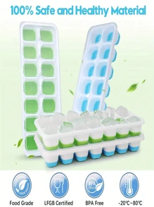 1/5Pcs Silicone Ice Cube Molds With Stainless Steel Ice Clip, Easy Release And Flexible, 14 Cavities 4 Mixed Colors With Spill-Proof Removable Lids, Stackable With Lid, Kitchen Accessories, Small Kitchen Utensils