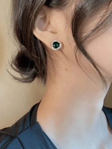 1 par de pendientes de fantasía con envuelva de cristal de rhinestone para uso diario de mujeres - Verde - Ver 8