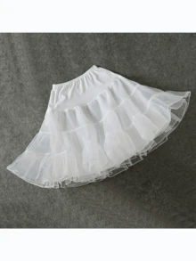 1pc Solid Color Polyester Lolita Dog Print Layered Petticoat Skirt, 60cm 4-Layer Soft Tulle Underskirt, Soft Girl Cosplay, Lolita Costume, Suitable For All Seasons Fall Clothes For Women - White - View 8