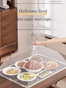 Nuevo protector rectangular de malla plegable a prueba de polvo para mesa de comedor comercial, picnic, cocina. Lavable.