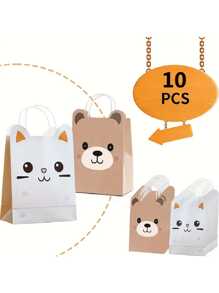 10pcs, Mini Gift Bag, Three-Dimensional Ears Cute Bear Gift Bag, CuteGift Bag, Wedding Gift Bag, Candy Bag, Holiday Gift Bag, Birthday GiftBag,Mother's Day Gift Bag
