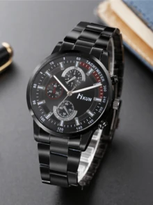 2 件套：男士休闲钱包 + 时尚石英腕表，生日/周年纪念礼物 - 黑色 - 查看 5